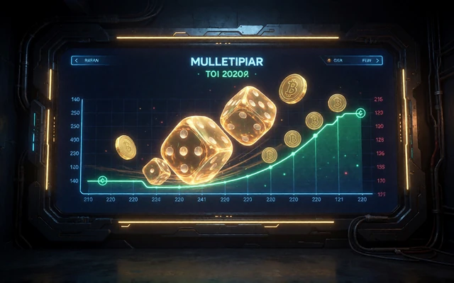 Neon-W&uuml;rfelspiel mit Multiplikator-Kurve auf digitalem Display - Provably Fair Crash Games und Jack Originals