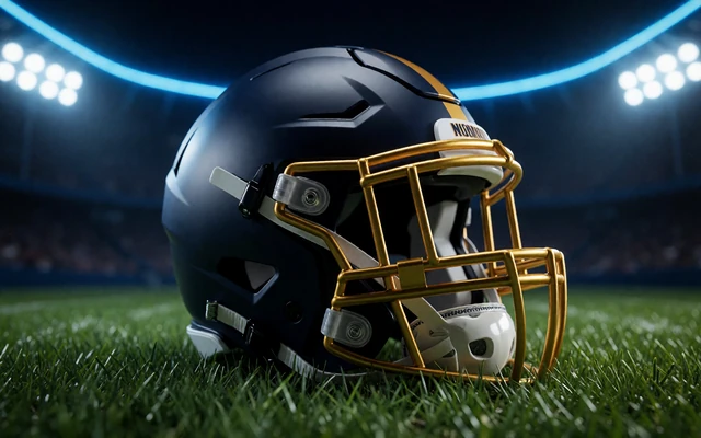 American-Football-Helm auf Rasen im Neonlicht - NFL Wetten mit Krypto bei Jack Casino